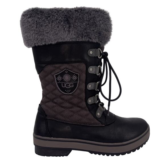 Ugg Women's Brynn Boots Size 8 Leather Shearling Quilted Winter Outdoor Read - Picture 10 of 16